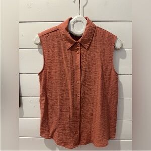 🧡-50%🧡Sleeveless Textured Button-Front Blouse - Joie size S